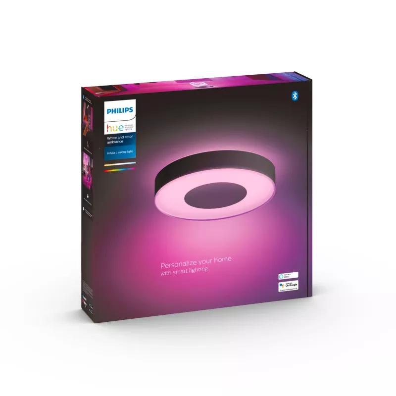 Smart stropné svietidlo Philips Hue Infuse large čierna – White and Color Ambiance, Bluetooth, Ø425×86 mm, 50–60 Hz