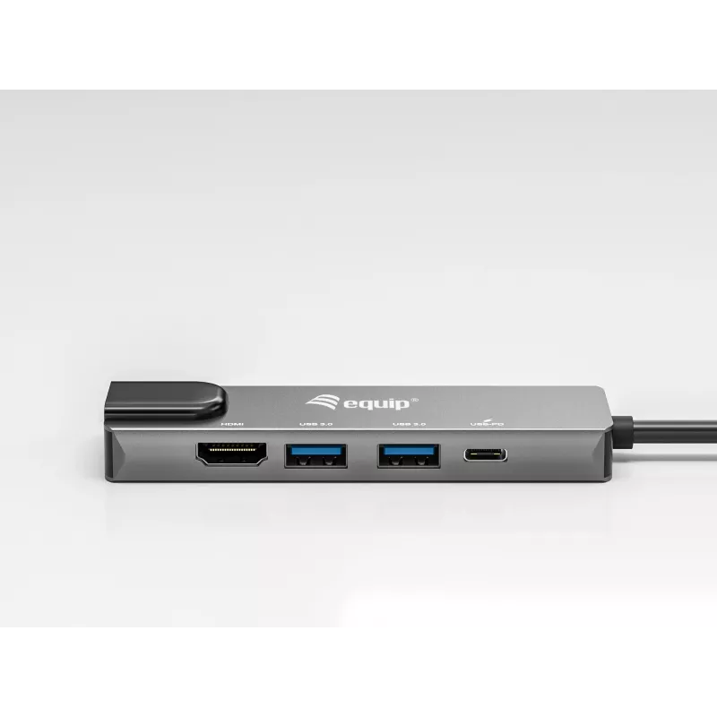 Equip USB-C 5-in-1 multifunkčný adaptér, HDMI, Gigabit-LAN, USB 3.2 Gen1, 100W USB PD