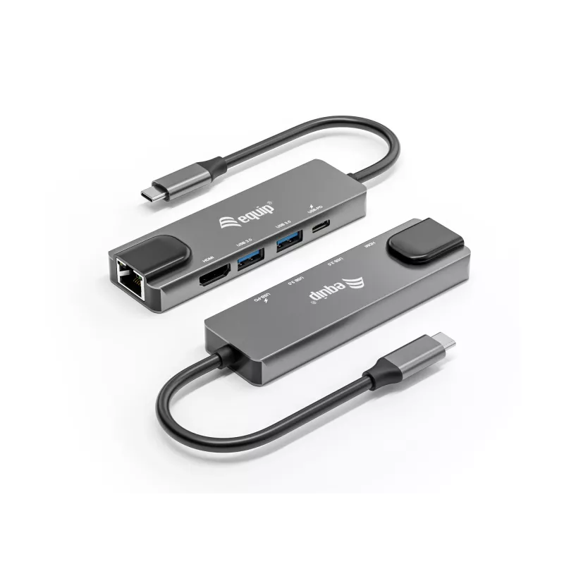 Equip USB-C 5-in-1 multifunkčný adaptér, HDMI, Gigabit-LAN, USB 3.2 Gen1, 100W USB PD