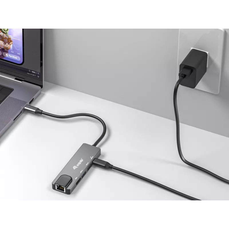 Equip USB-C 5-in-1 multifunkčný adaptér, HDMI, Gigabit-LAN, USB 3.2 Gen1, 100W USB PD