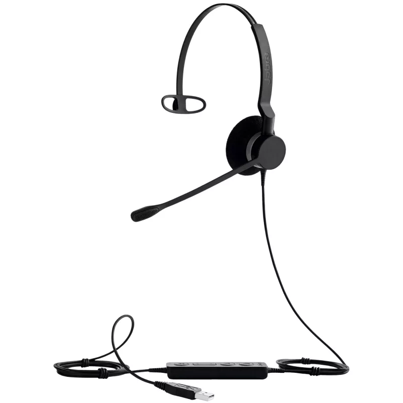 Jabra BIZ 2300 USB UC Mono káblová náhlavná súprava, na uši, mikrofón s potlačením hluku, do kancelárie/call centra, 49 g, čierna