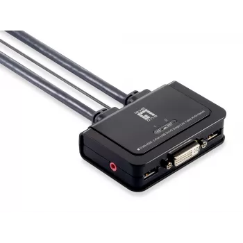 LevelOne 2-portový USB DVI-D Single Link káblový KVM prepínač, podpora audia