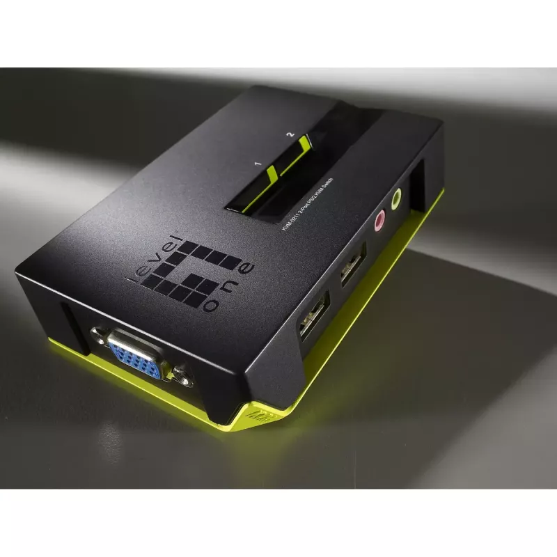 LevelOne 2-portový USB VGA KVM prepínač, podpora zvuku