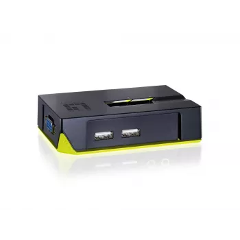 LevelOne 2-portový USB VGA KVM prepínač, 2048 x 1536 pixelov, čierna, zelená