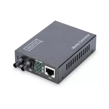DIGITUS media konvertor, multimode 10/100/1000Base-T na 1000Base-SX, vrátane napájacieho zdroja ST konektor, až do 0,5 km