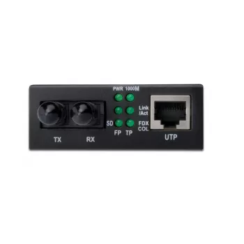 DIGITUS media konvertor, multimode 10/100/1000Base-T na 1000Base-SX, vrátane napájacieho zdroja ST konektor, až do 0,5 km