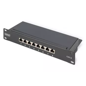 DIGITUS Patch panel CAT6 8-portový tienený čierny 10in