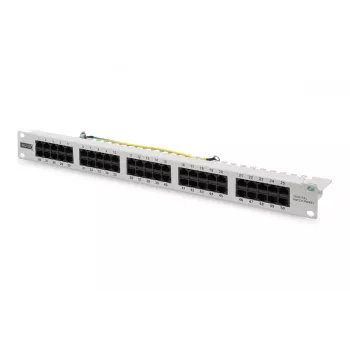 DIGITUS CAT 3 ISDN Patch panel, netienený 50-portový RJ45, 8P4C, LSA, 1U, racková montáž, farba sivý RAL 7035