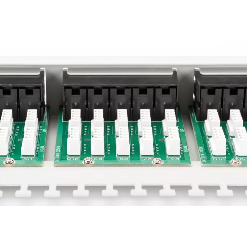 DIGITUS CAT 3 ISDN Patch panel, netienený 50-portový RJ45, 8P4C, LSA, 1U, racková montáž, farba sivý RAL 7035