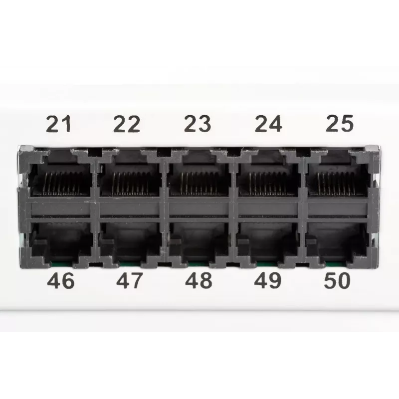 DIGITUS CAT 3 ISDN Patch panel, netienený 50-portový RJ45, 8P4C, LSA, 1U, racková montáž, farba sivý RAL 7035