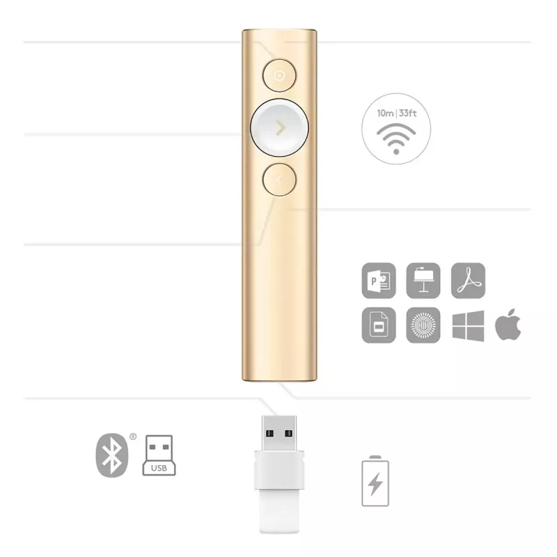 LOGITECH Spotlight prezentér – zlatý