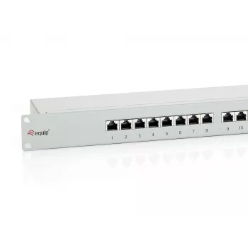 Equip 24-port Cat.6 tienený patch panel, svetlosivý