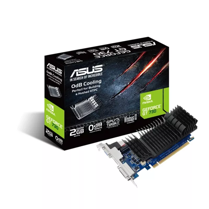 Grafická karta ASUS GeForce GT 730, 2 GB GDDR5, 64-bit, PCIe 2.0, pasívne chladenie