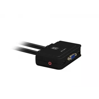 LevelOne 2-portový USB VGA káblový KVM switch, podpora audia, 2048 x 1536 pixelov, čierny