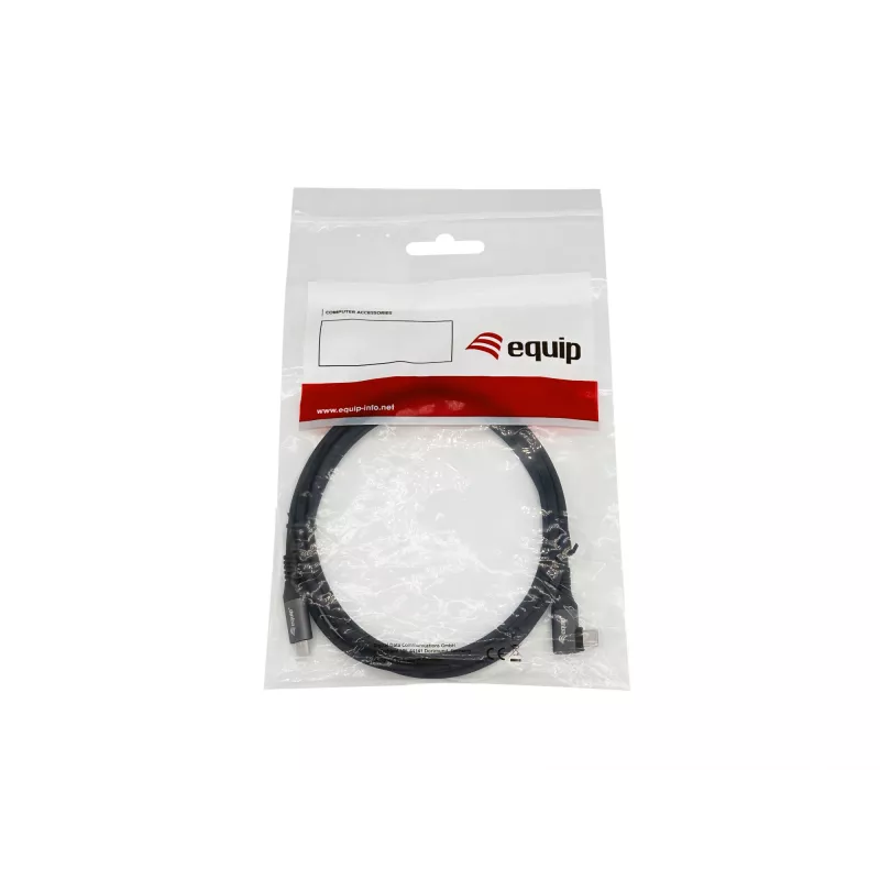 Equip USB 2.0 C na C kábel s 90° uhlom, M/M, 2,0 m, 100 W s Emark čipsetom