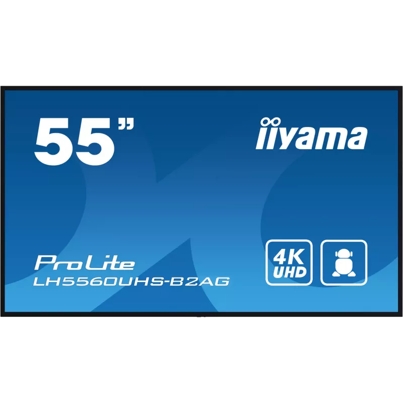 iiyama LH5560UHS-B2AG Signage Display digitálna A-board 138,7 cm (54,6 inch) LED Wi-Fi 500 cd/m² 4K Ultra HD čierna integrovaný procesor Android 11 24/7