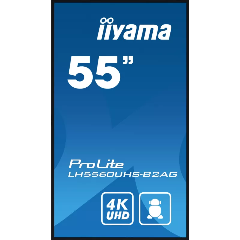 iiyama LH5560UHS-B2AG Signage Display digitálna A-board 138,7 cm (54,6 inch) LED Wi-Fi 500 cd/m² 4K Ultra HD čierna integrovaný procesor Android 11 24/7