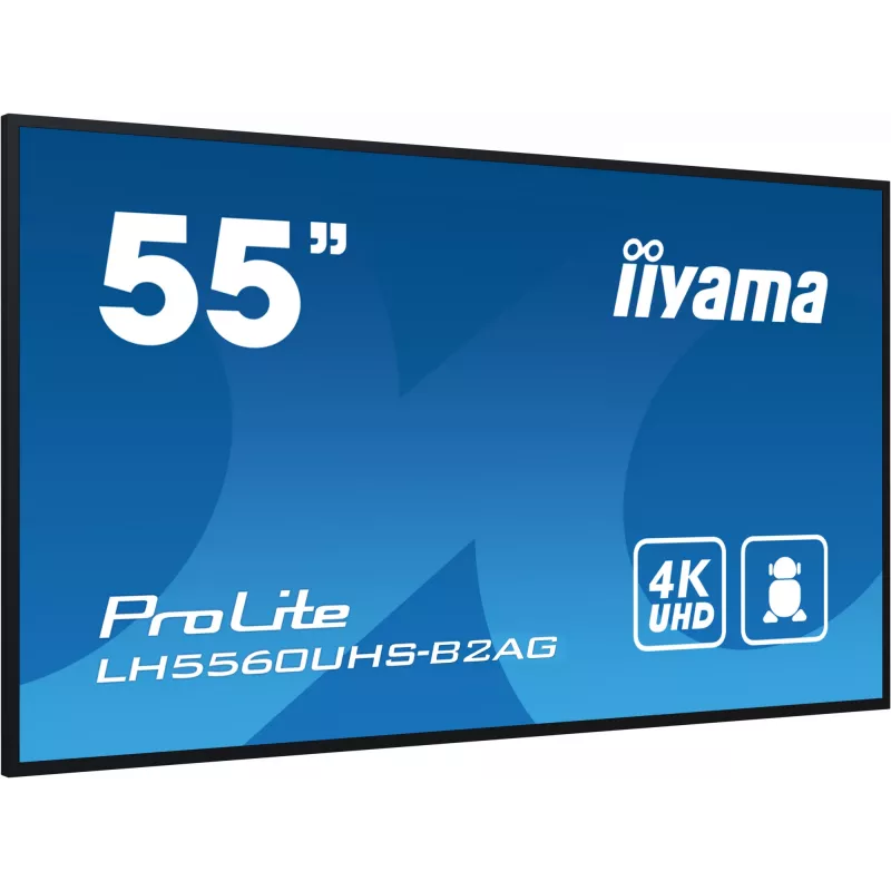 iiyama LH5560UHS-B2AG Signage Display digitálna A-board 138,7 cm (54,6 inch) LED Wi-Fi 500 cd/m² 4K Ultra HD čierna integrovaný procesor Android 11 24/7