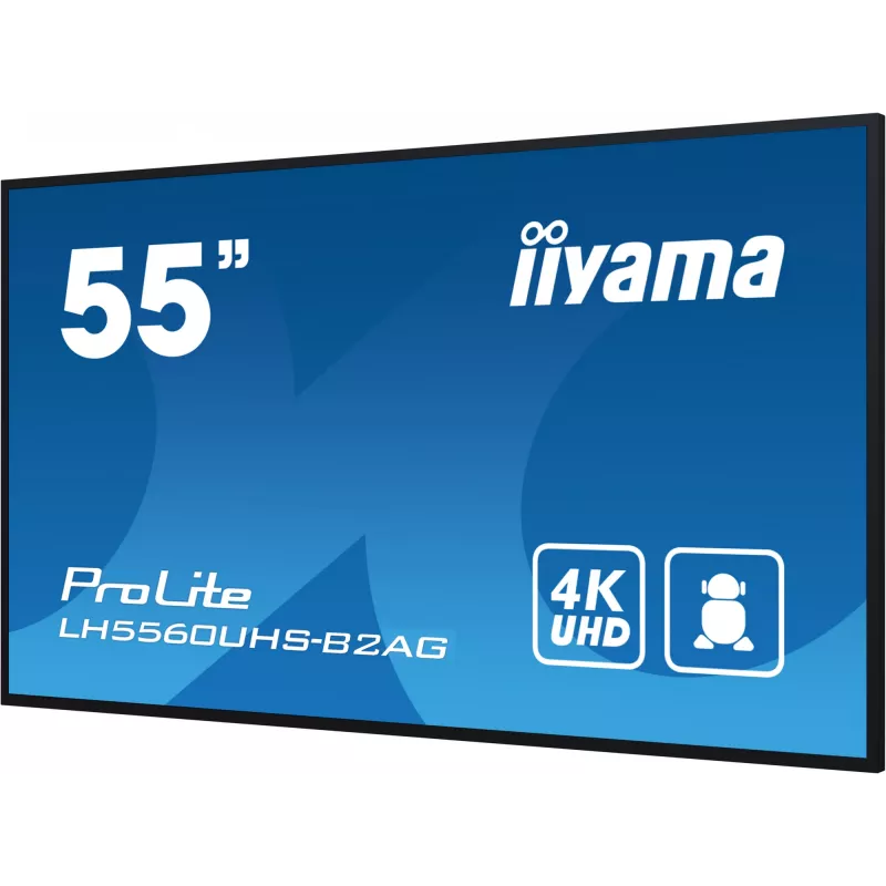 iiyama LH5560UHS-B2AG Signage Display digitálna A-board 138,7 cm (54,6 inch) LED Wi-Fi 500 cd/m² 4K Ultra HD čierna integrovaný procesor Android 11 24/7