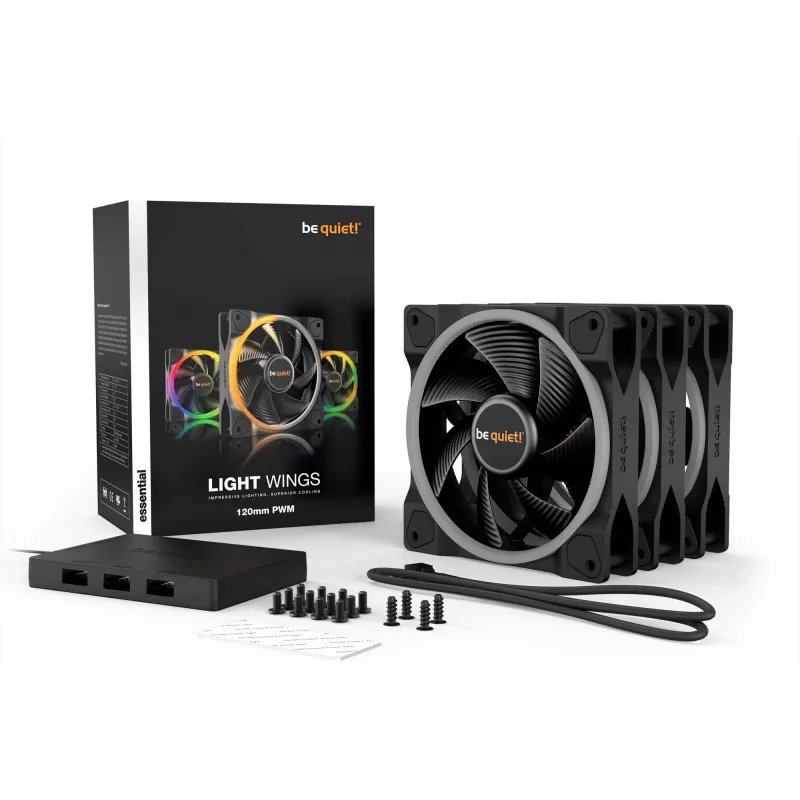 be quiet Light Wings 120mm ARGB PWM ventilátor čierny 3 ks balenie