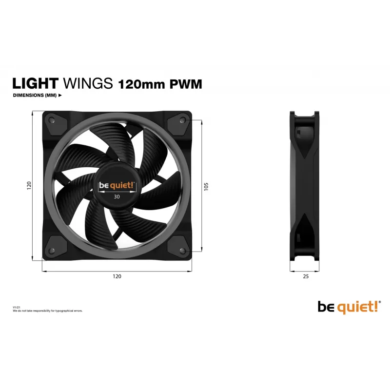 be quiet Light Wings 120mm ARGB PWM ventilátor čierny 3 ks balenie