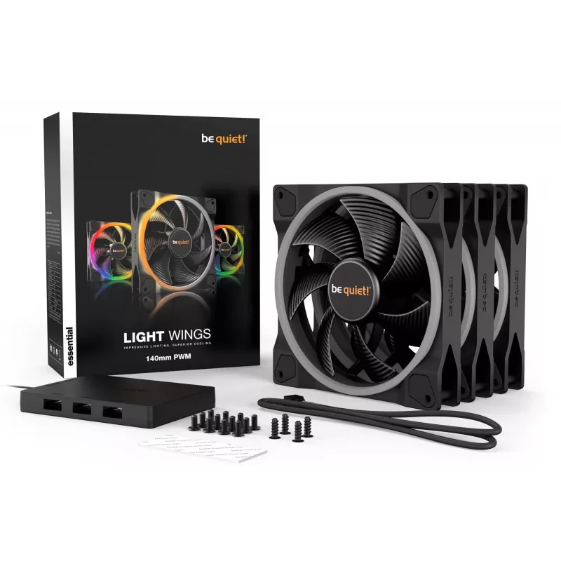 be quiet Light Wings 140mm ARGB PWM ventilátor čierny 3 ks balenie