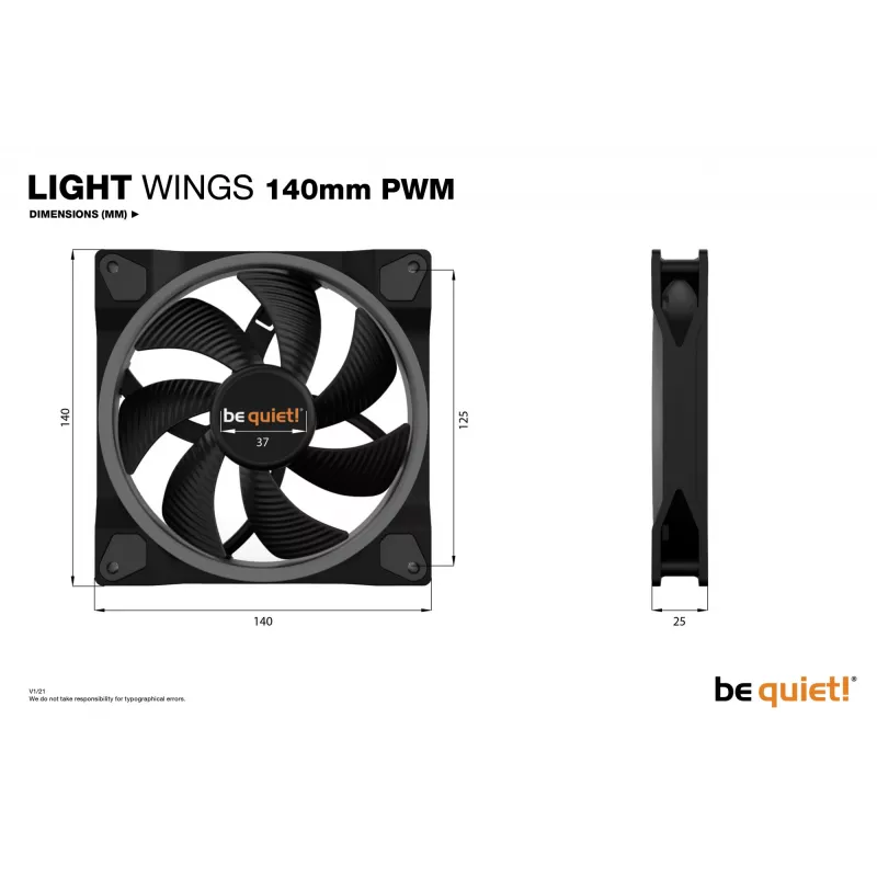be quiet Light Wings 140mm ARGB PWM ventilátor čierny 3 ks balenie