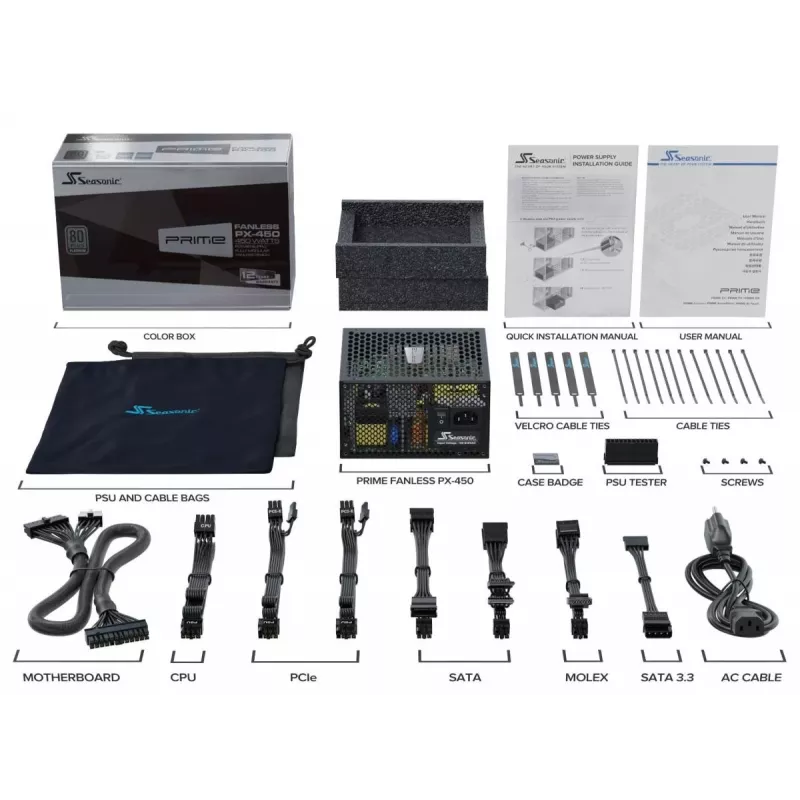 Zdroj Seasonic PRIME Fanless PX-500, 500 W, 80 PLUS Platinum, PRIME-PX-500