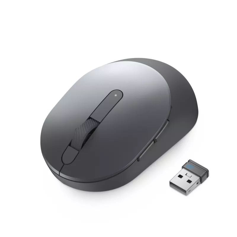 DELL Pro Plus Compact myš – MS5120W – Titan Gray, obojručná, optická, RF Wireless + Bluetooth, 1600 dpi, sivá, titánová