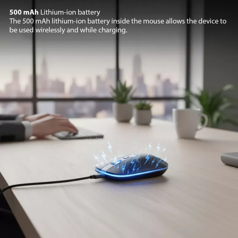 Inca IWM-531RA bezdrôtová myš a Bluetooth, 1600 DPI, tlačidlo 4D, tichá, antracitová