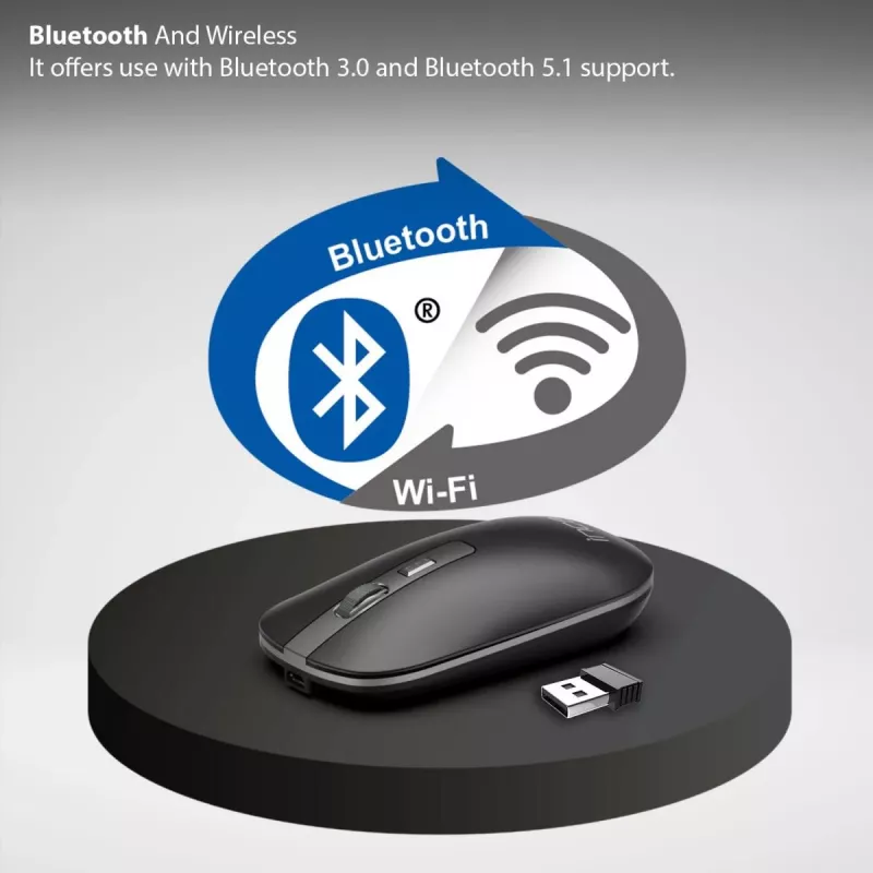Inca IWM-531RA bezdrôtová myš a Bluetooth, 1600 DPI, tlačidlo 4D, tichá, antracitová