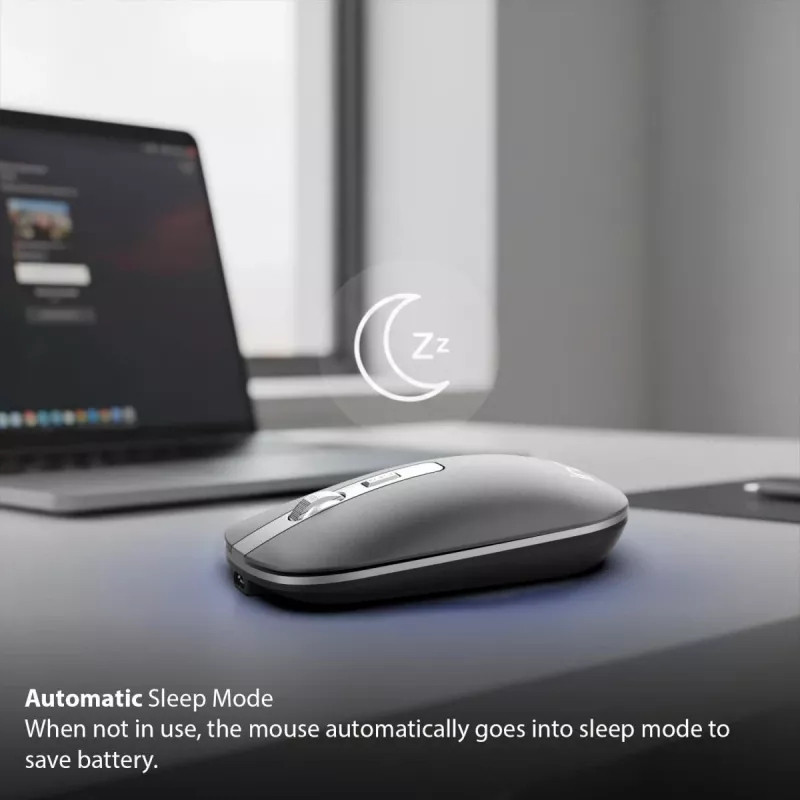 Inca IWM-531RA bezdrôtová myš a Bluetooth, 1600 DPI, tlačidlo 4D, tichá, antracitová