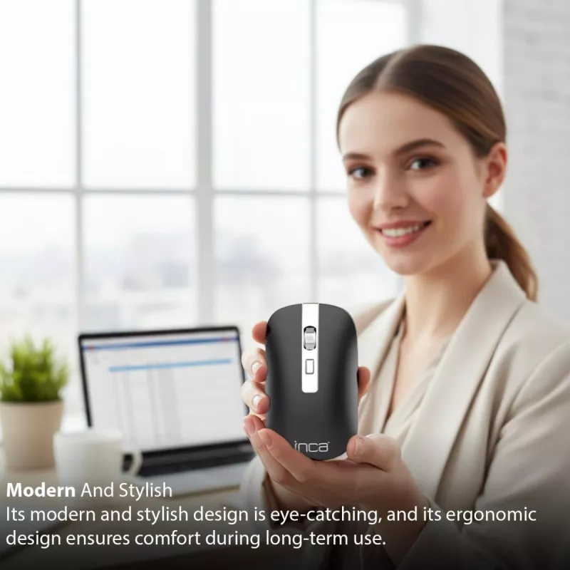 Inca IWM-531RA bezdrôtová myš a Bluetooth, 1600 DPI, tlačidlo 4D, tichá, antracitová