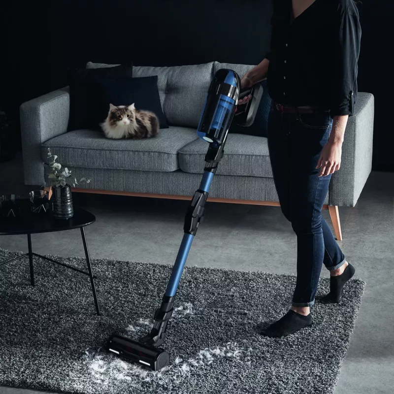 Rowenta X-Force Flex 12.60 Aqua RH98C0WO bezdrôtový tyčový vysávač 2v1, na sucho aj na mokro, bez vrecka, 320 W, 25,9 V, modrý/sivý