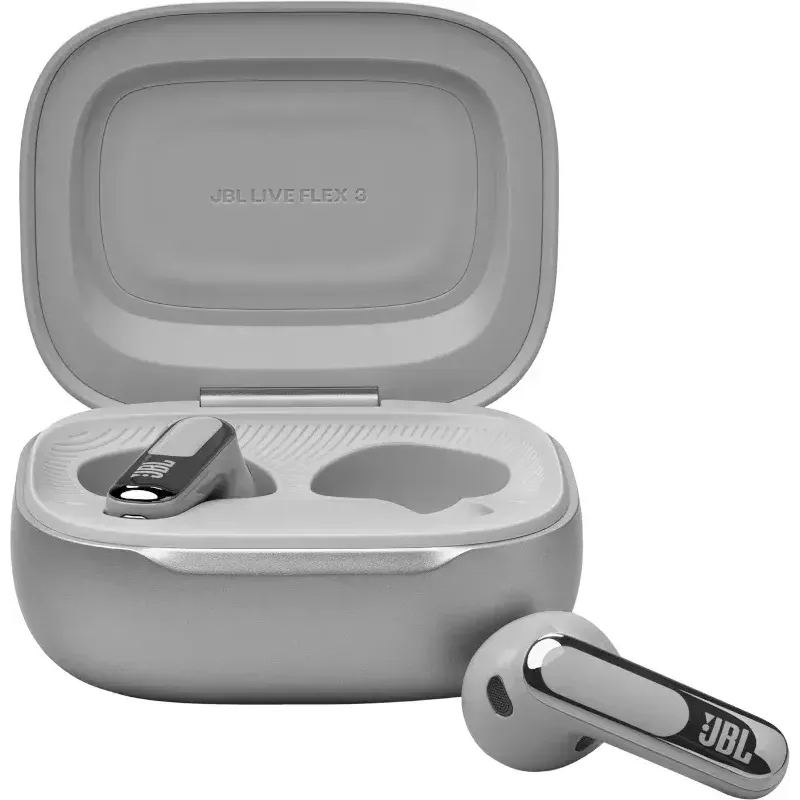JBL Live Flex 3 headset bezdrôtový in-ear telefonovanie/hudba/šport/každodenné použitie strieborná