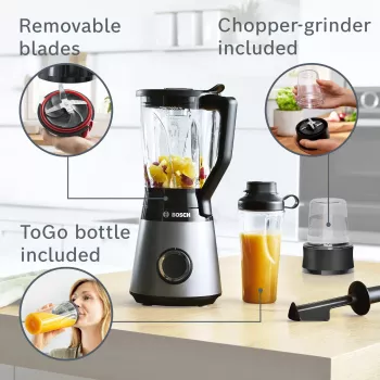 Bosch Serie 4 MMB6177S stolový mixér 1,5 L stolný mixér 1200 W čierna, strieborná