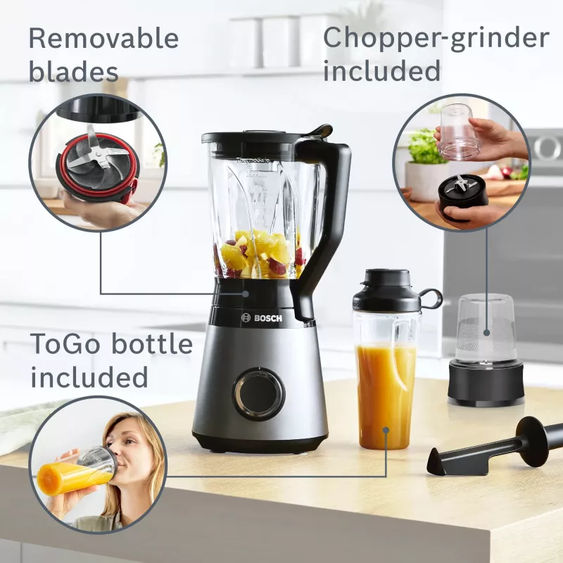 Bosch Serie 4 MMB6177S stolový mixér 1,5 L stolný mixér 1200 W čierna, strieborná
