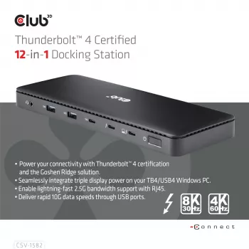 CLUB3D Thunderbolt™ 4 Certified 12-in-1 dokovacia stanica
