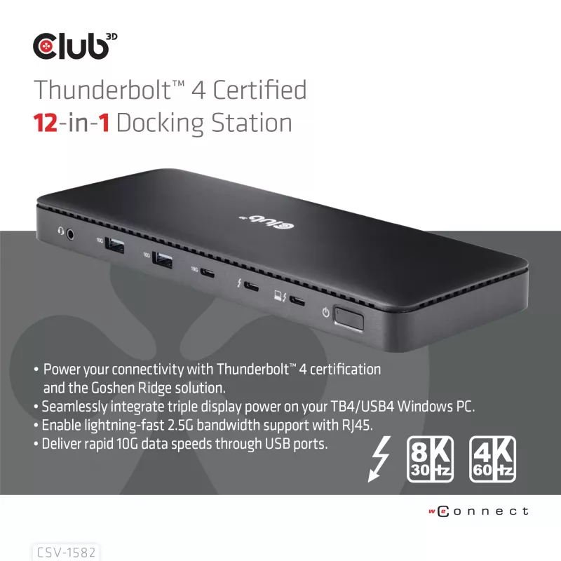 CLUB3D Thunderbolt™ 4 Certified 12-in-1 dokovacia stanica