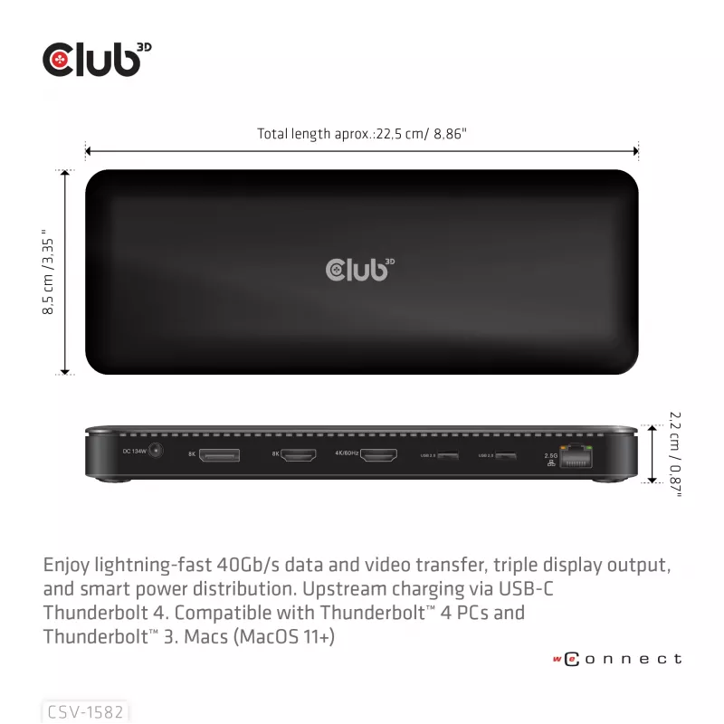 CLUB3D Thunderbolt™ 4 Certified 12-in-1 dokovacia stanica