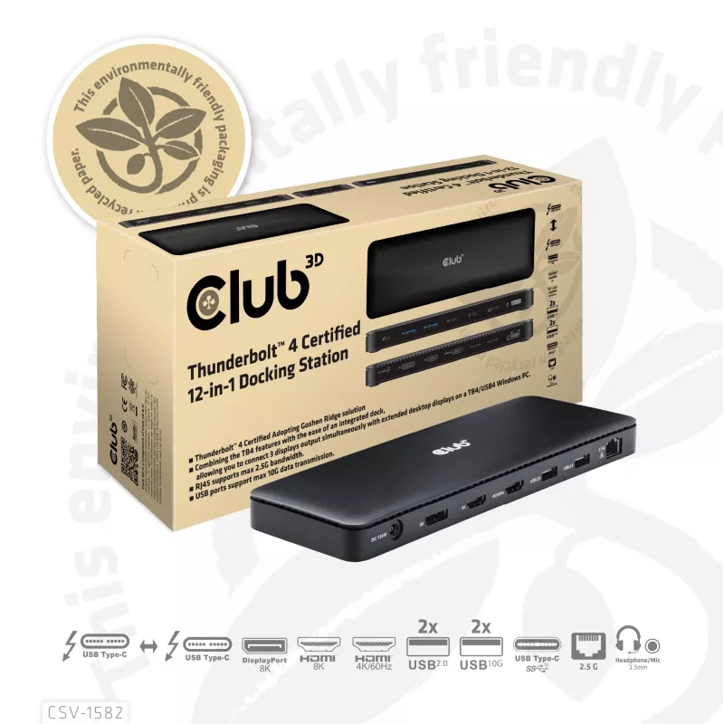 CLUB3D Thunderbolt™ 4 Certified 12-in-1 dokovacia stanica