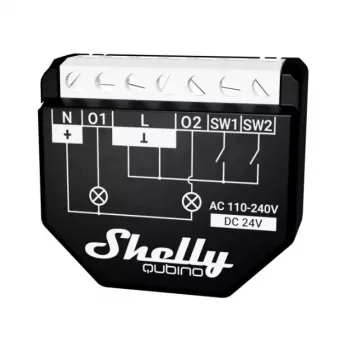 Inteligentný spínač Shelly WAVE 2PM čierna (Shelly) — bezdrôtový Z-Wave, 16 A, 110–240 V, 868,4 MHz