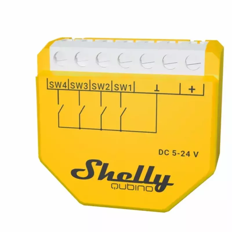 Smart vypínač Shelly Qubino Wave i4 DC žltý bezdrôtový 5-24V