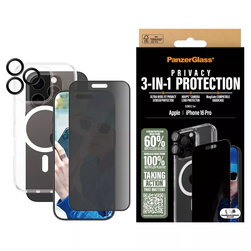 PanzerGlass 3-in-1 Privacy Protection Bundle iPhone '24 6,3 palcov Pro