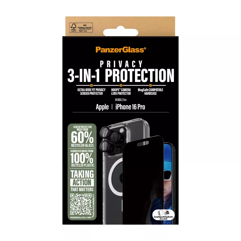 PanzerGlass 3-in-1 Privacy Protection Bundle iPhone '24 6,3 palcov Pro