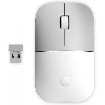 HP Z3700 keramická biela bezdrôtová myš, obojručná, optická, RF Wireless, 1200 DPI, strieborná, biela