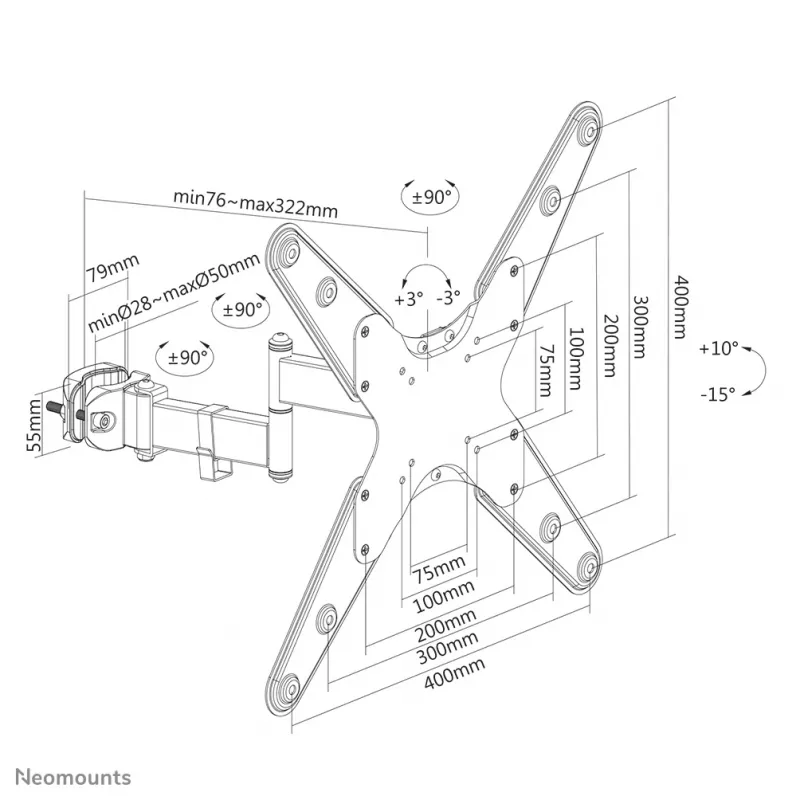 Neomounts FL40-450BL14 držiak na TV stožiar 32-55