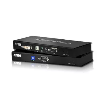 ATEN USB DVI KVM extender so zvukom a RS-232 (60 m), vysielač a prijímač, káblové, 60 m, Cat5, Cat5e, 1920 x 1200 pixelov, 1920 x 1200, 1024 x 768