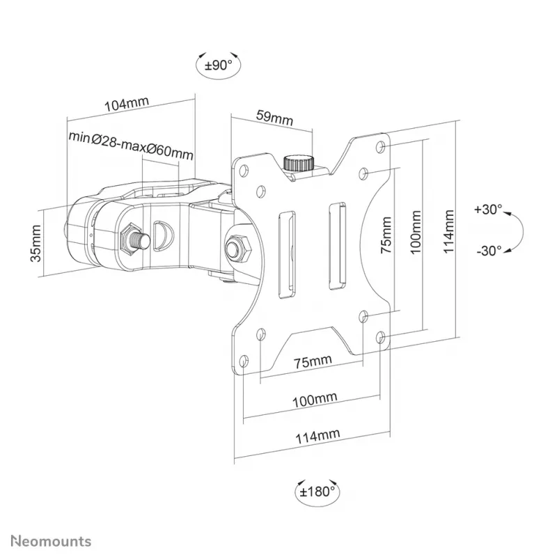 Neomounts FL40-430BL11 držiak na TV stĺp 17-32 palcov - priem. 28-60 mm
