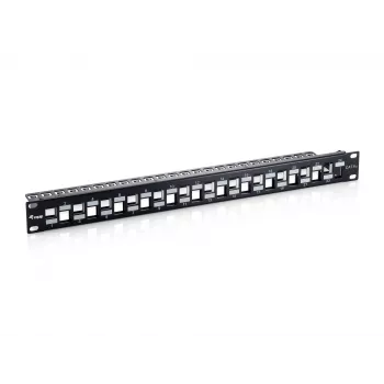 Equip 24-portový Keystone Cat.6A tienený patch panel, čierny